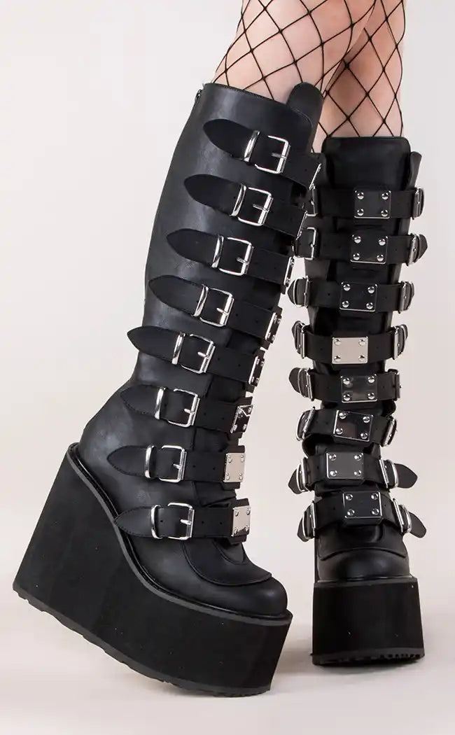 Demonia SWING-815 Black Vegan Trinity Boots | Gothic Shoes Australia