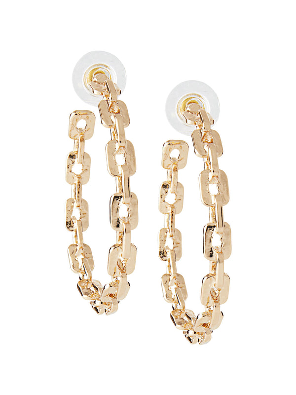 Gold Chain Link Hoop Earrings, Gold Tone | Misook