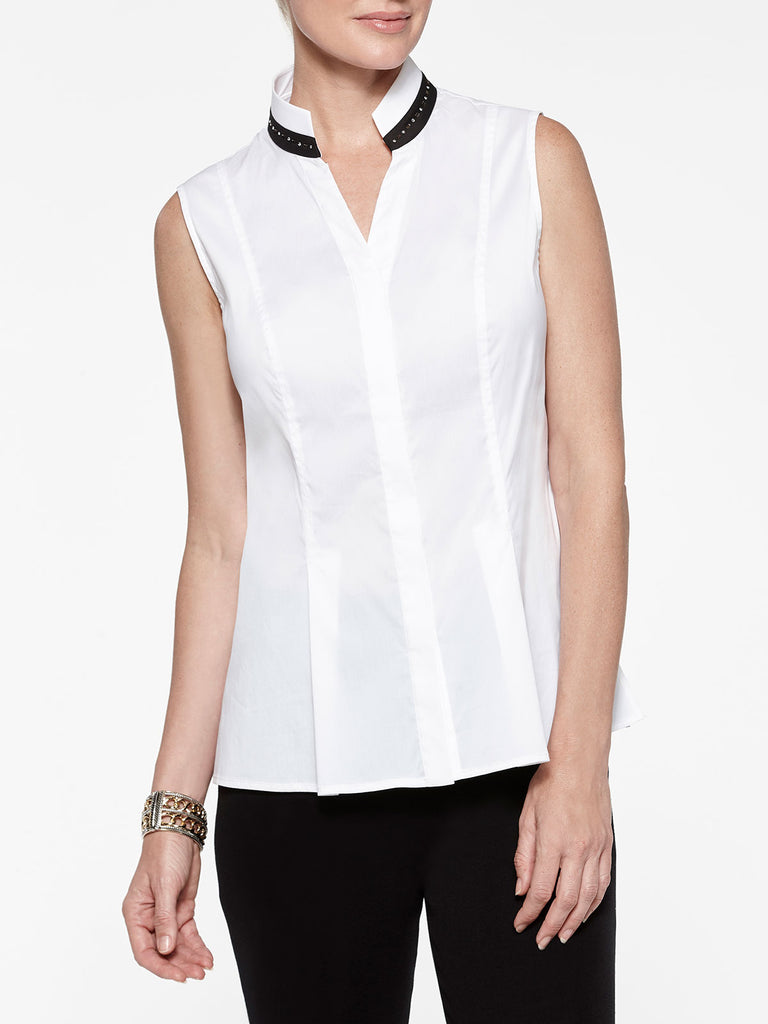 plus size white sleeveless blouse