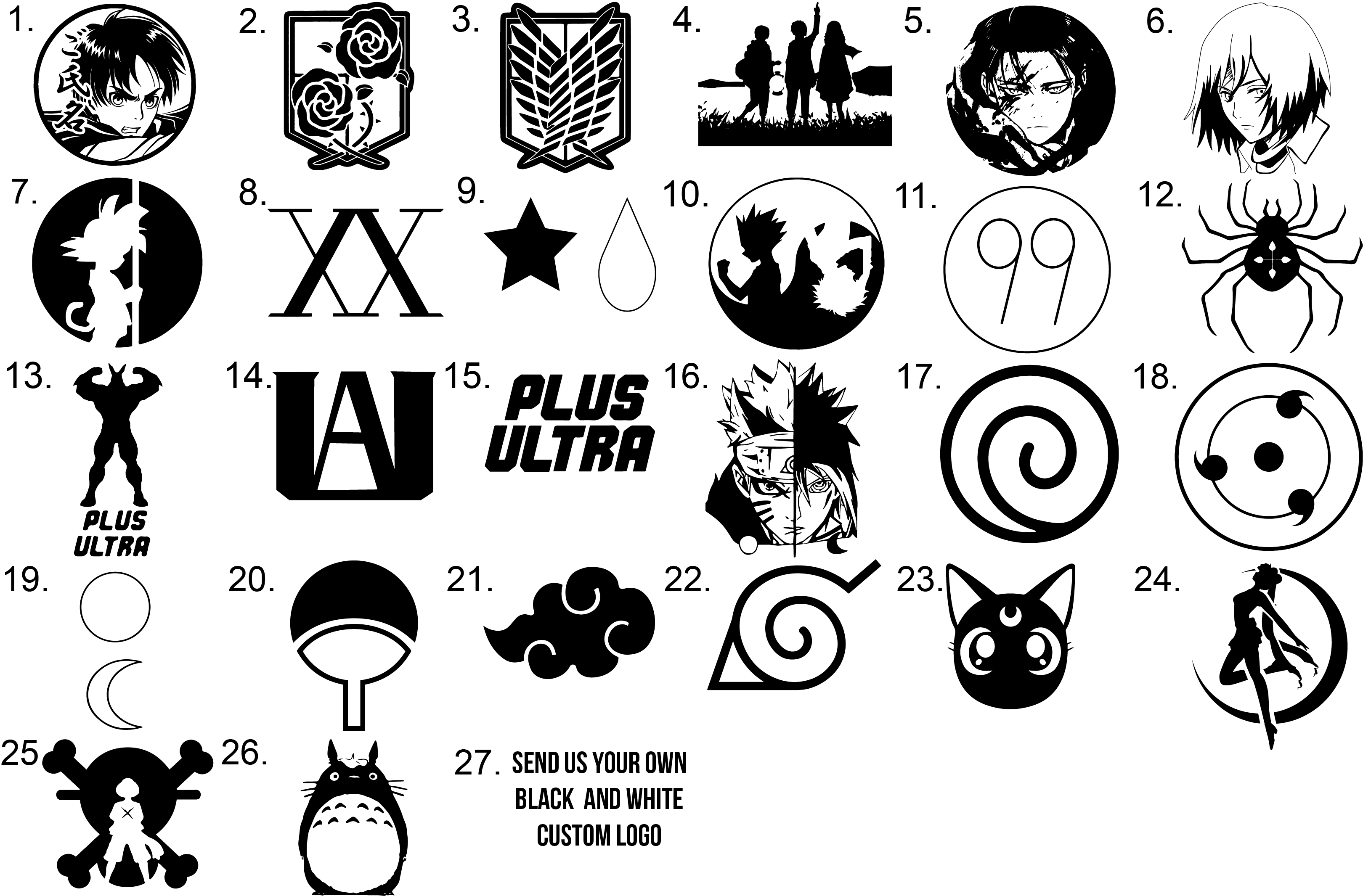 Anime Symbols Vinyl Decal Sticker Car Window Death Note Pirate Flag Survey  Corps | eBay