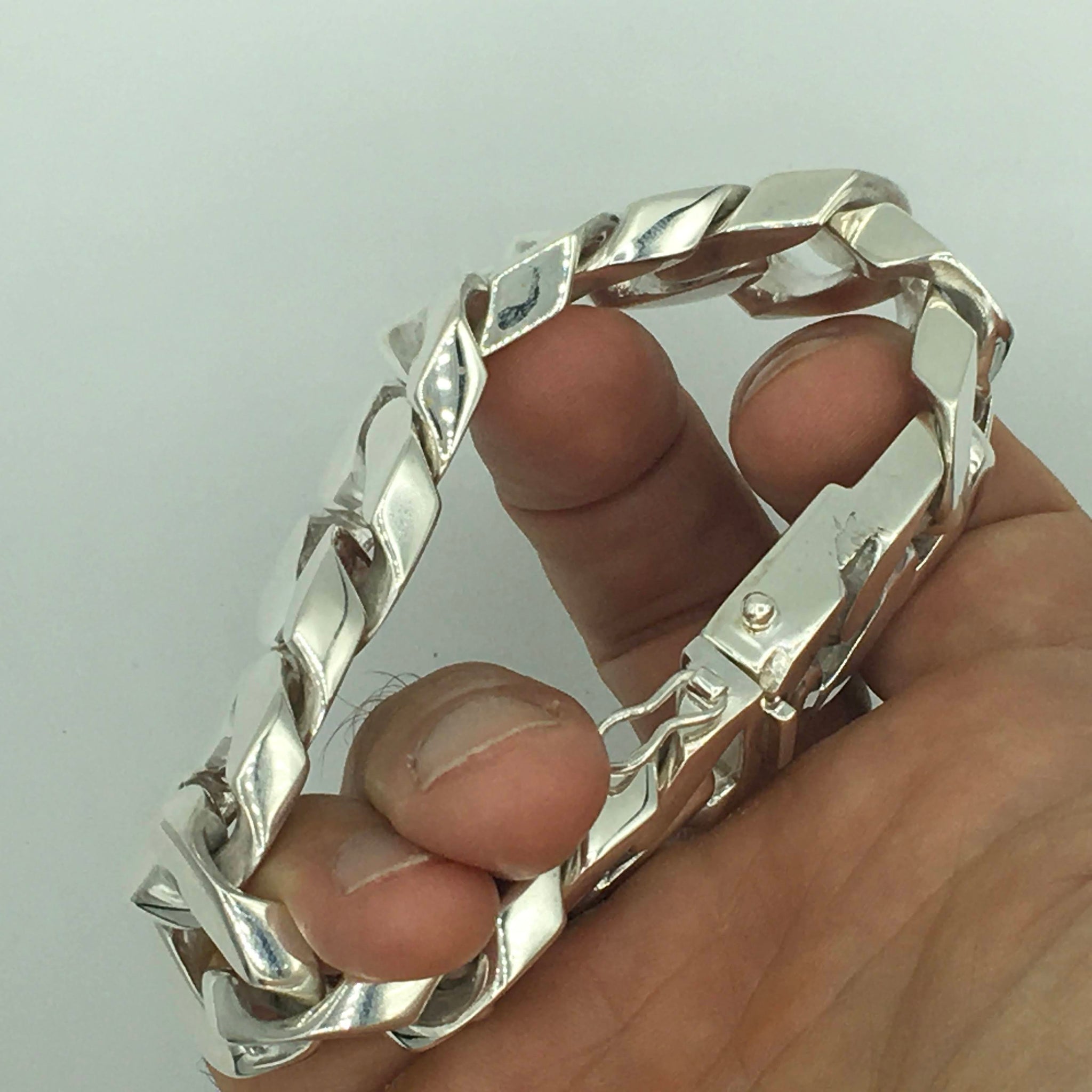 Square Curb Bracelet | Reverse Hidden Lock | 20mm wide