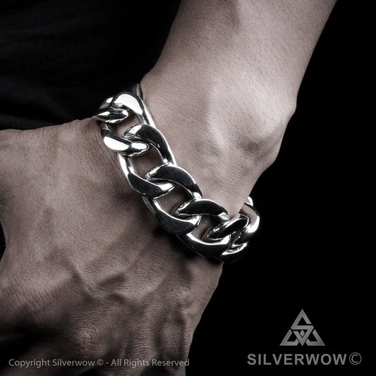 Mens Figaro Bracelet - 15mm - 925 Sterling Silver – SilverWow™