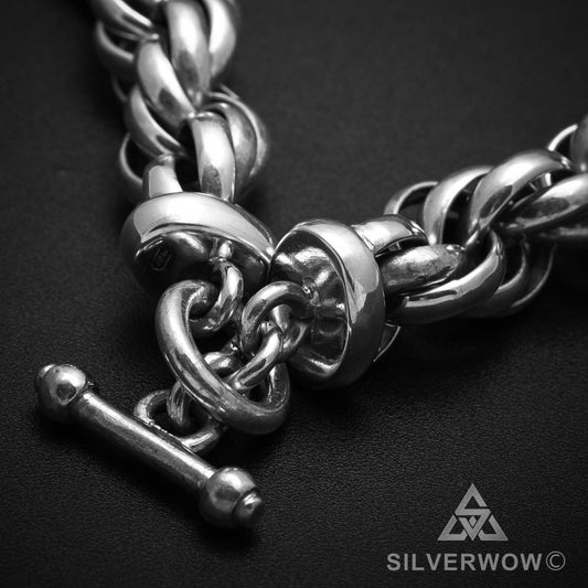 20mm Heavy Curb Silver Bracelet – SilverWow™