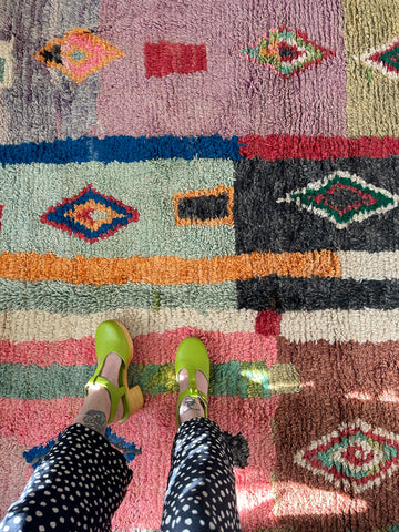 On overhead shot of a gorgeous Moroccan Rug | Lost Hunt Vintage