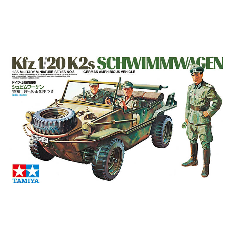 Tamiya 1/35 German Amphibious Vehicle Kfz. 1/20 K2s Schwimmwagen Kit  Hobbies N Games