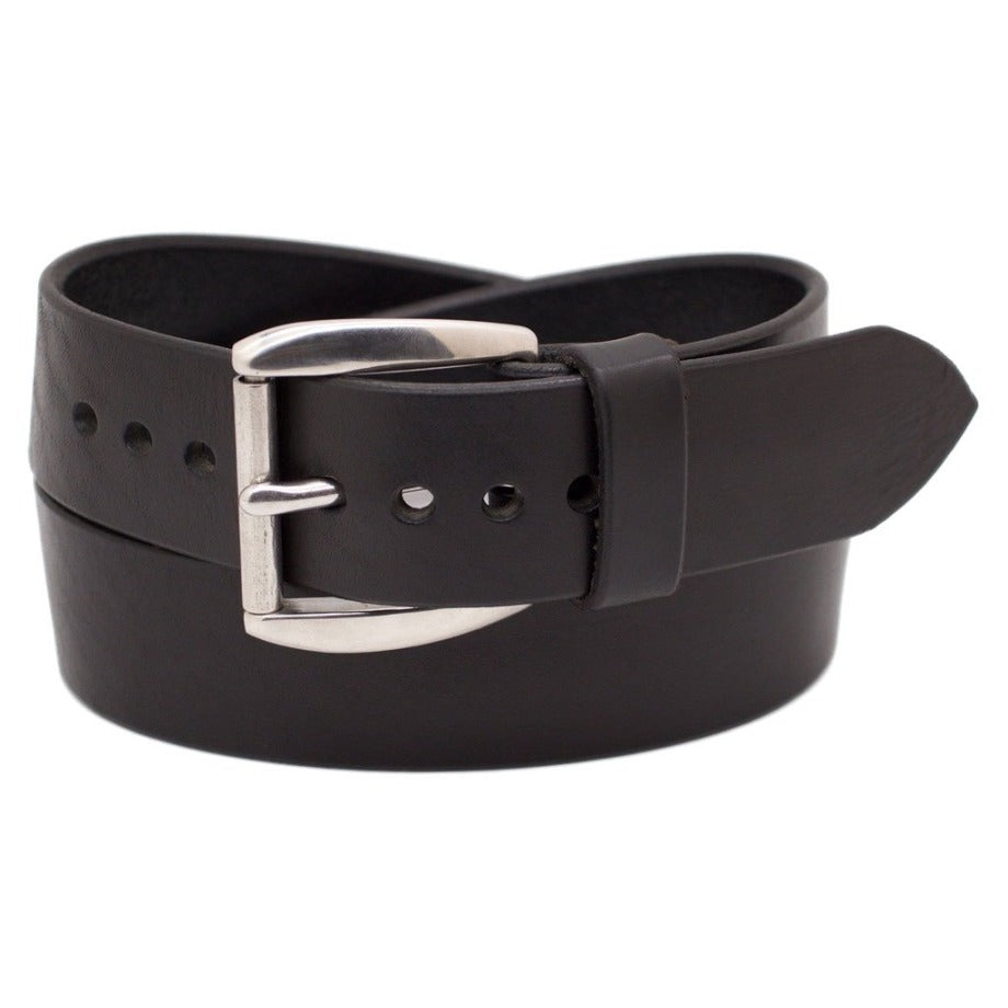 All Leather Black Belt, Noir Buckle, Men's Belts