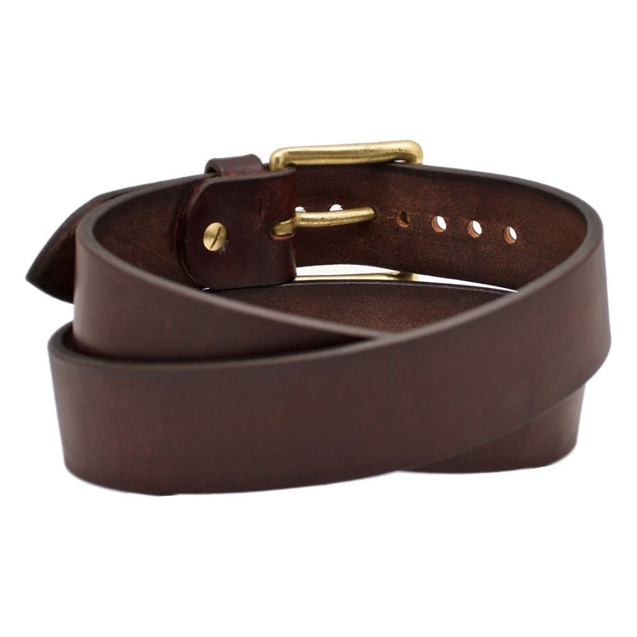 Women's Medium Brown 1.5 Leather Belt  Steel or Brass Horseshoe Buckl -  Scottsdale Belt Company