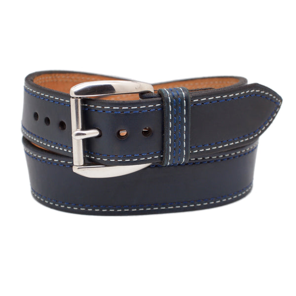 The BLUEBERRY HILL WIDE Leather Belt with Stainless Steel | Scottsdale ...