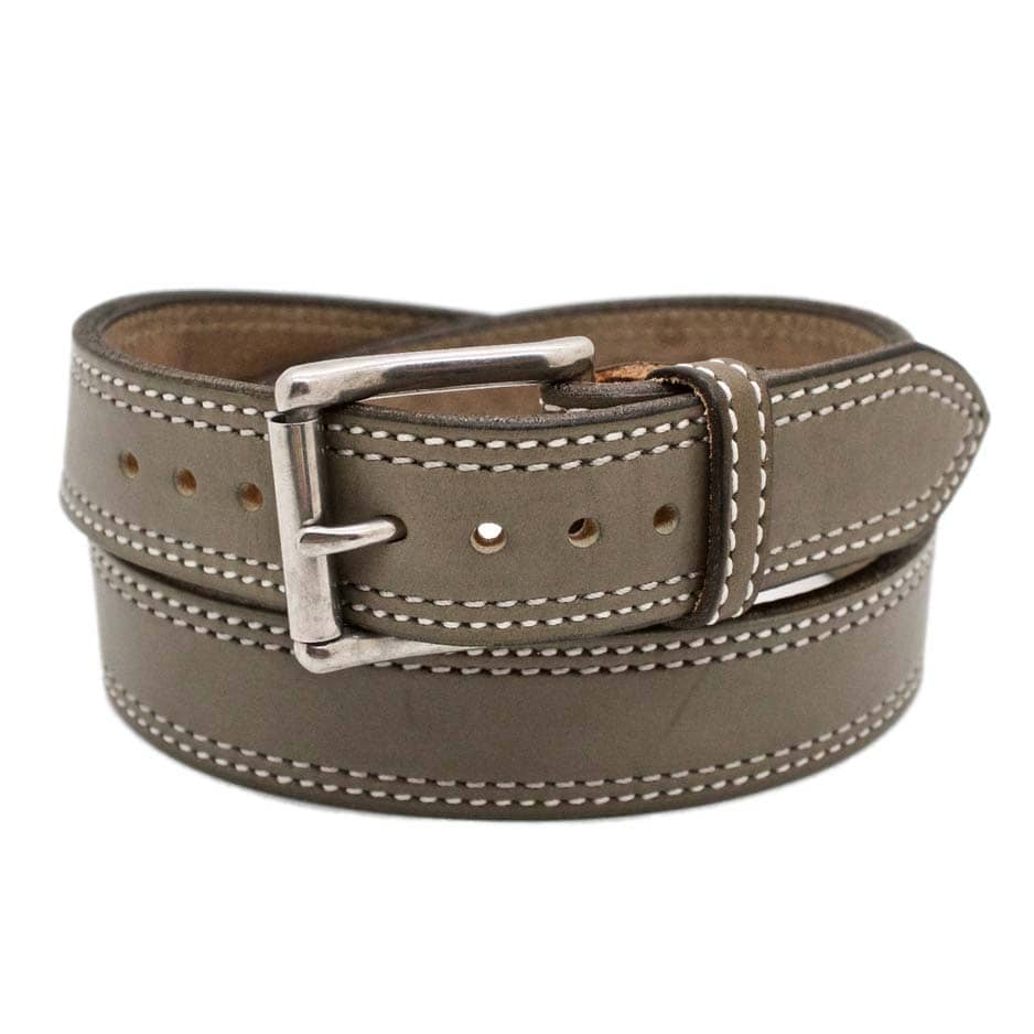 Grey Tan Leather Belt Strap Equestrian Style Rectangular Cushion