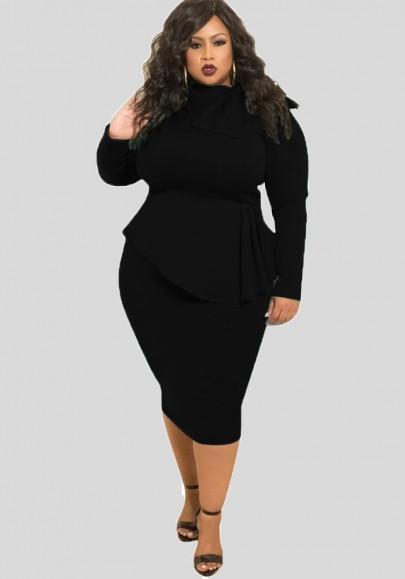 black ruffle dress plus size