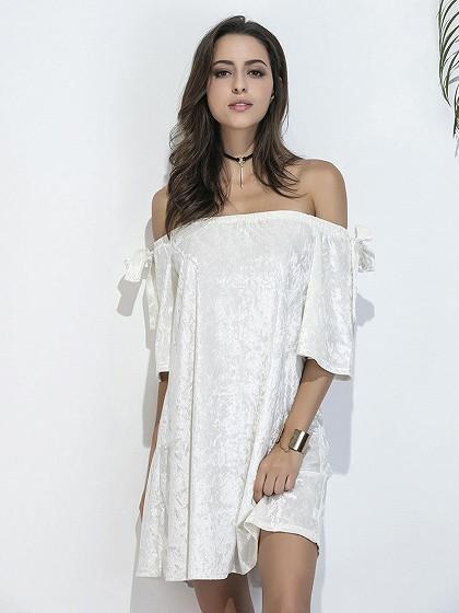 white crushed velvet dress