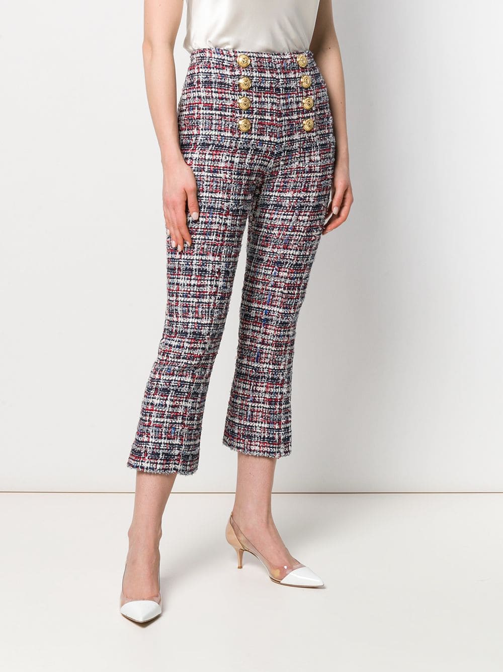 Balmain Button-front tweed trousers