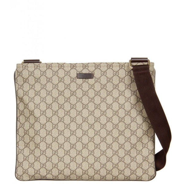 Gucci GG Monogram Beige/Ebony Canvas Messenger Bag at 1stDibs