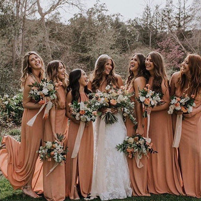 A-line Dusty Orange Chiffon Bridesmaid 