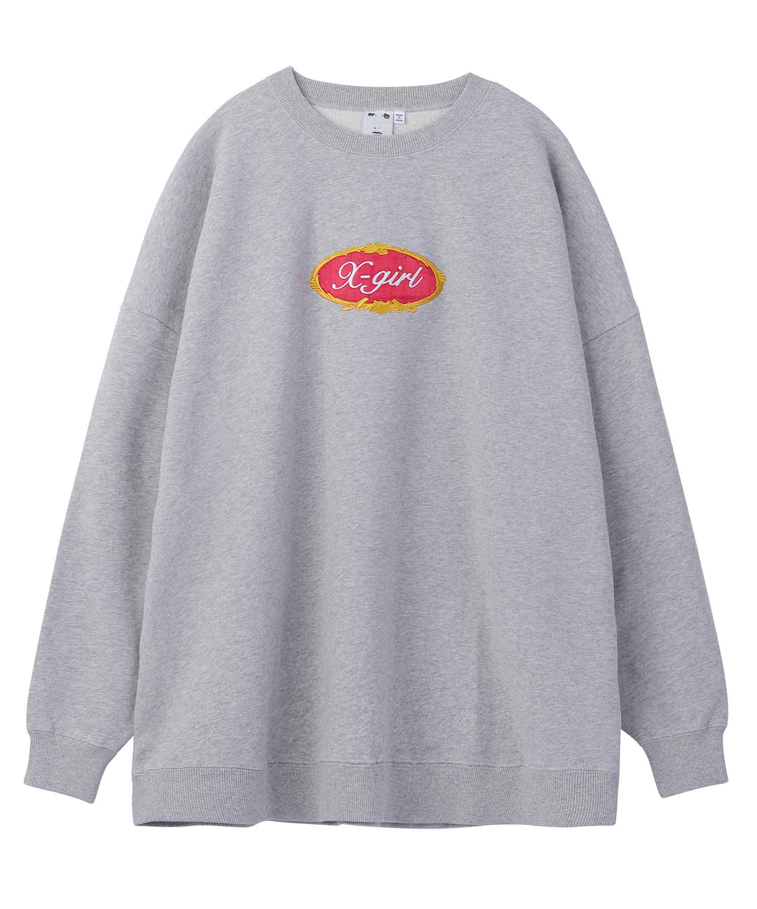 CHENILLE EMBROIDERY OVAL LOGO CREW SWEAT TOP | X-girl