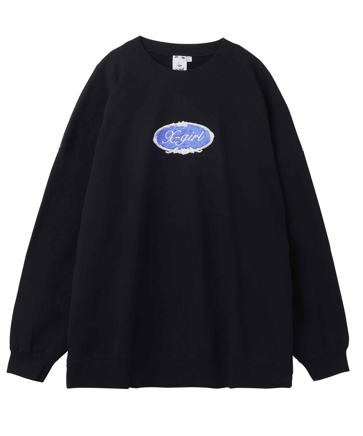 CHENILLE EMBROIDERY OVAL LOGO CREW SWEAT TOP | X-girl