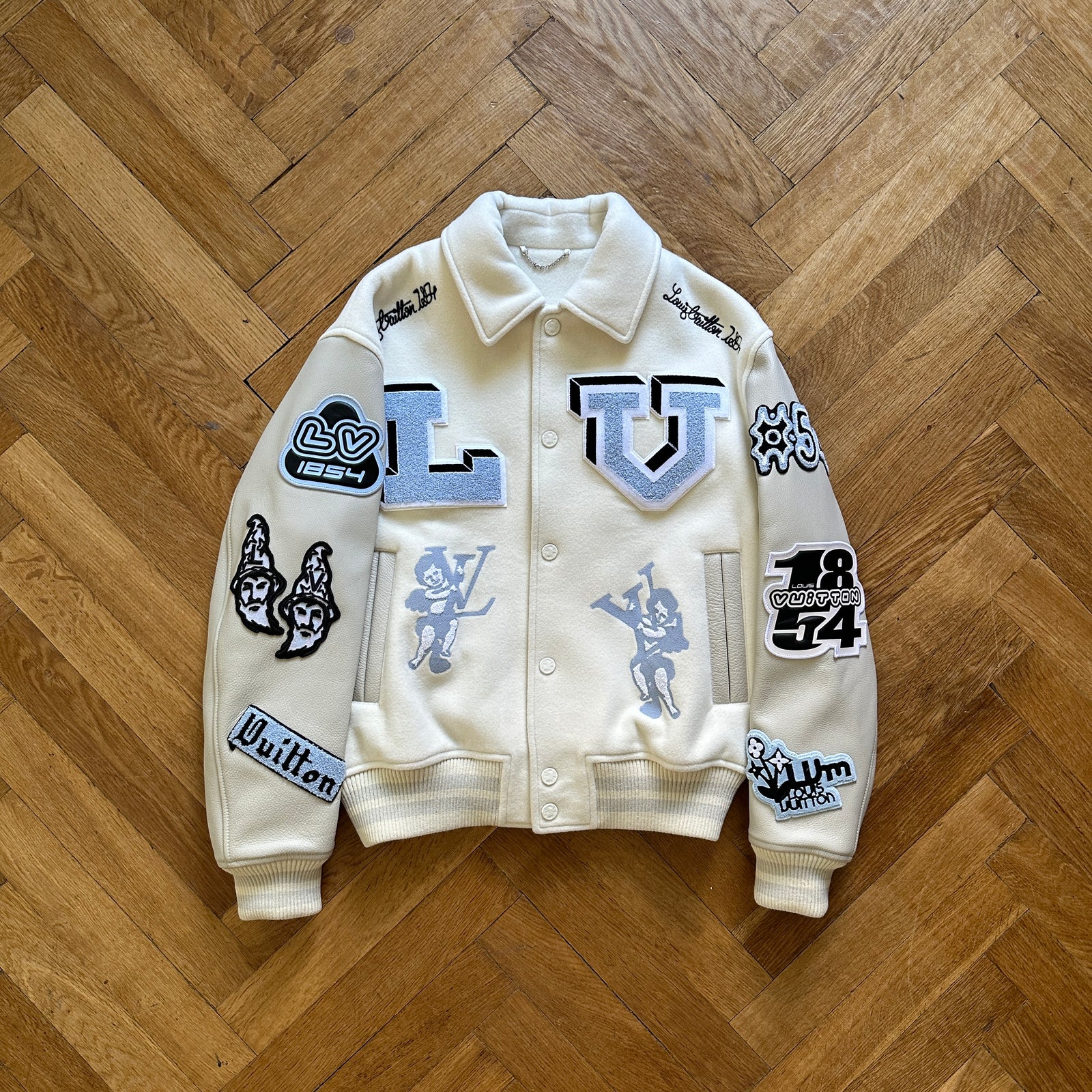 JustFreshKicks on X: Louis Vuitton FW22 Patchwork Varsity Jacket by Virgil  Abloh 🐰  / X