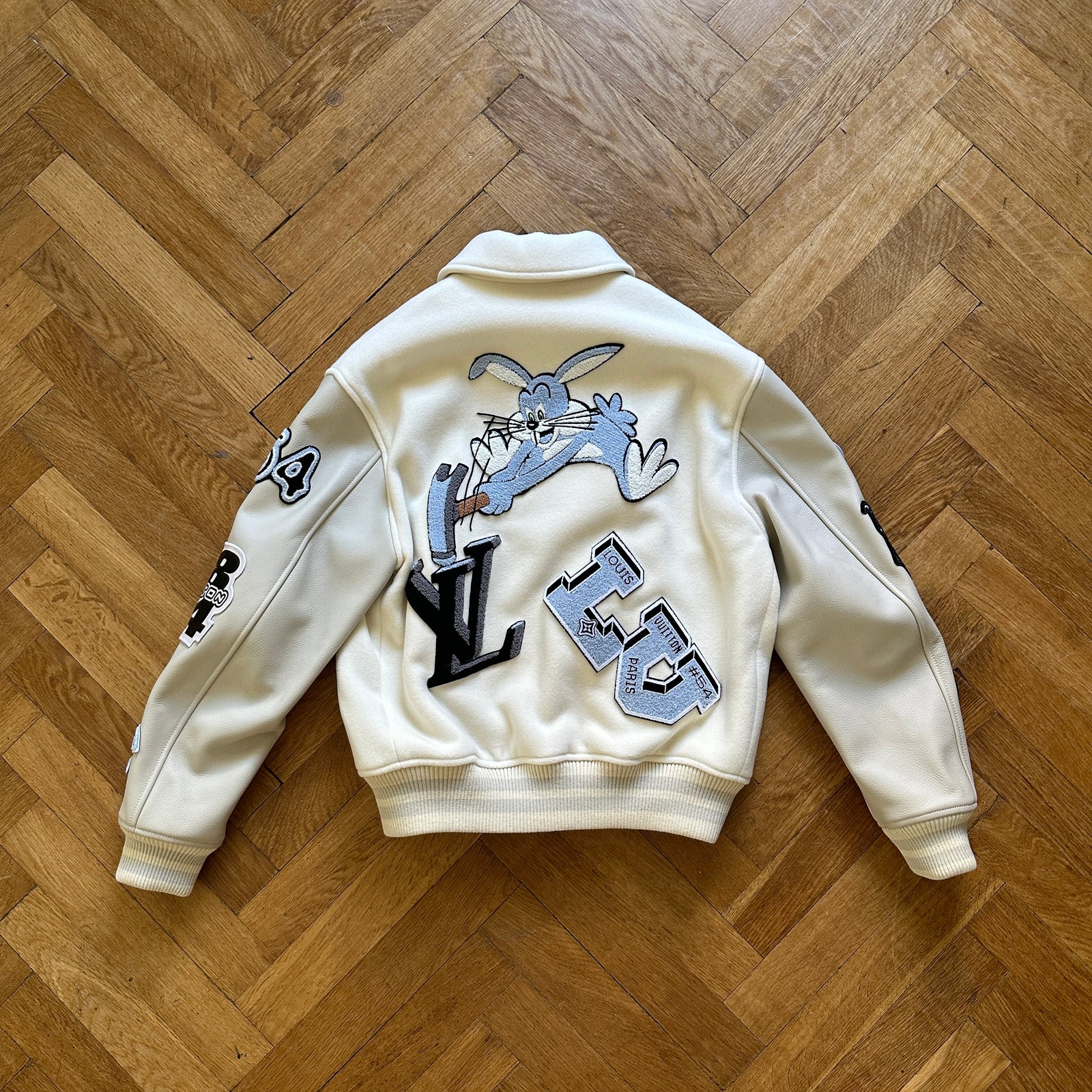 LV AW22 creme white bunny varsity jacket SZ:48 – Bankofgrails