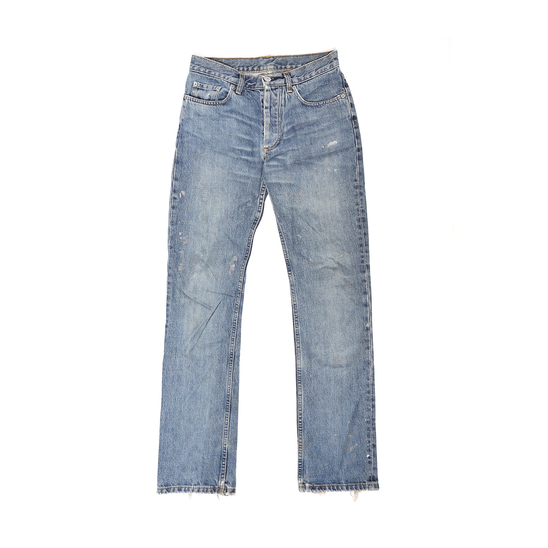 Helmut Lang 1998 Vintage Sanded Denim Painter Jeans (Stained Wash