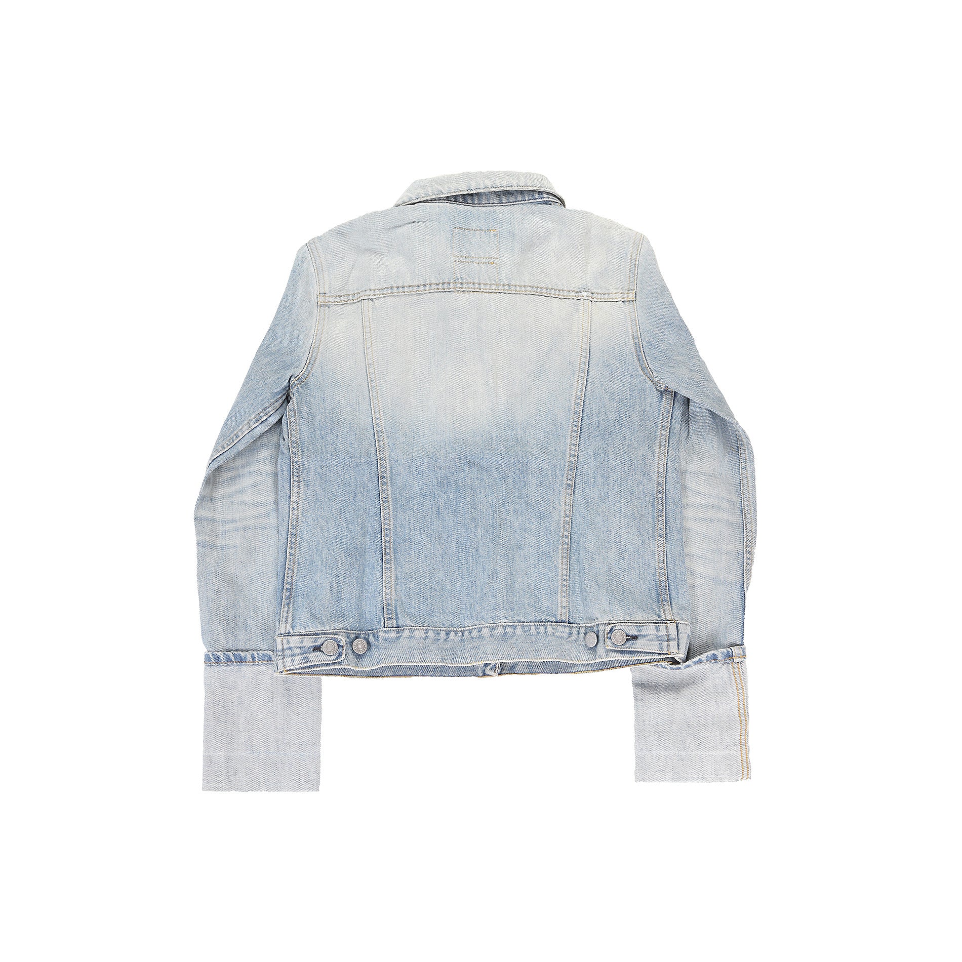 Helmut Lang 90s Turn Up Sleeve Sanded Broken Denim Jacket.