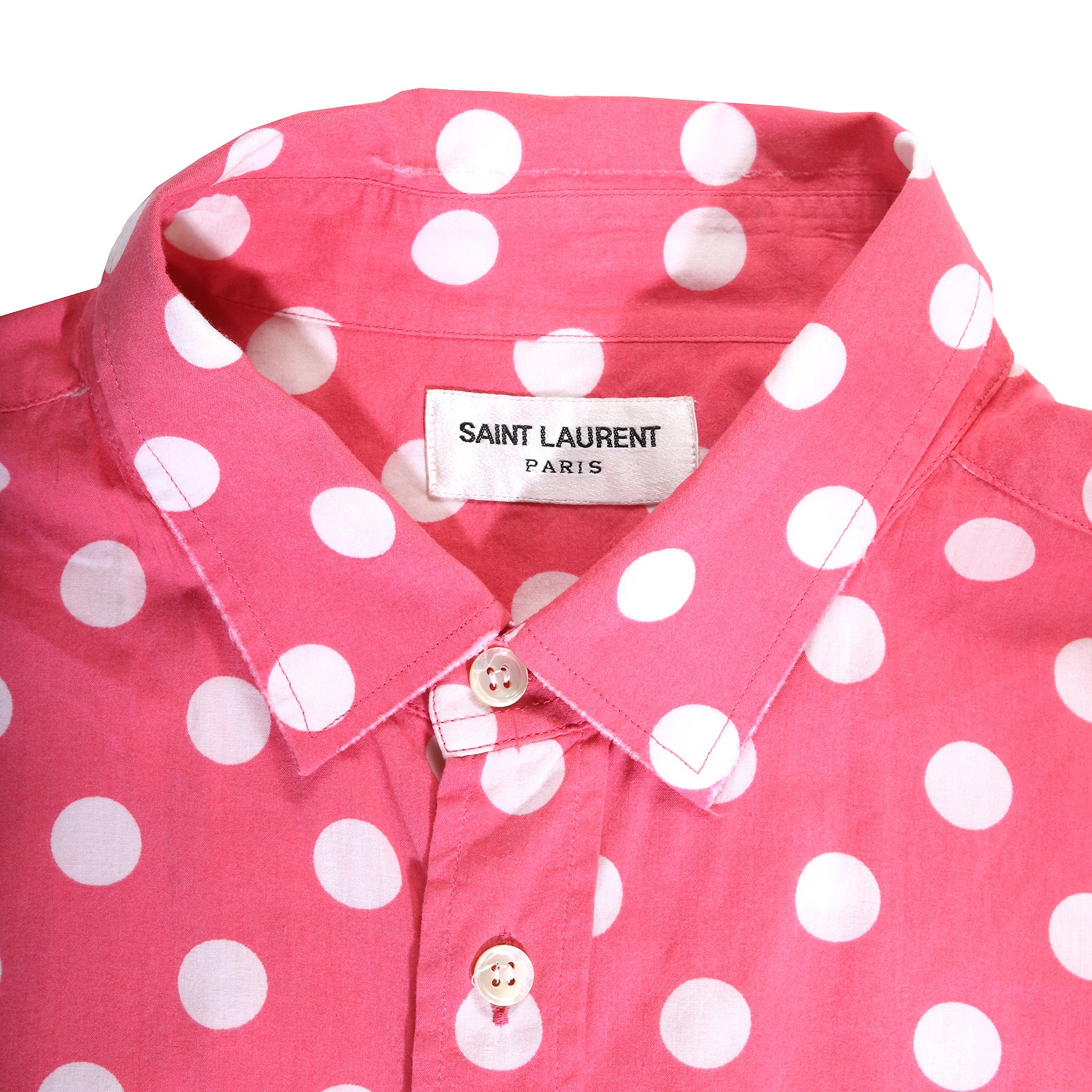 saint laurent pink polka dot shirt