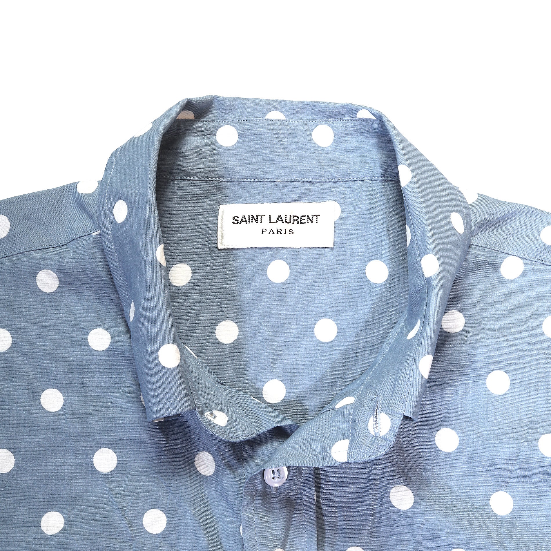 Saint Laurent Paris SS16 Polka Dot Raw Hem Silk Shirt