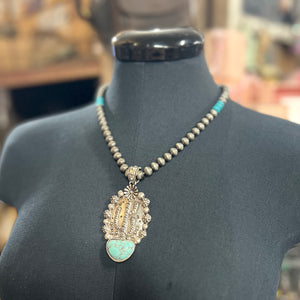 Cactus Scene with Stones Western Necklace - RM Tack & Apparel