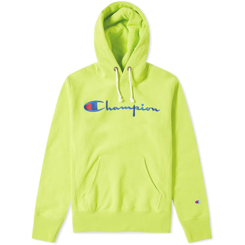 champion reverse weave lime hoodie sweatshirt