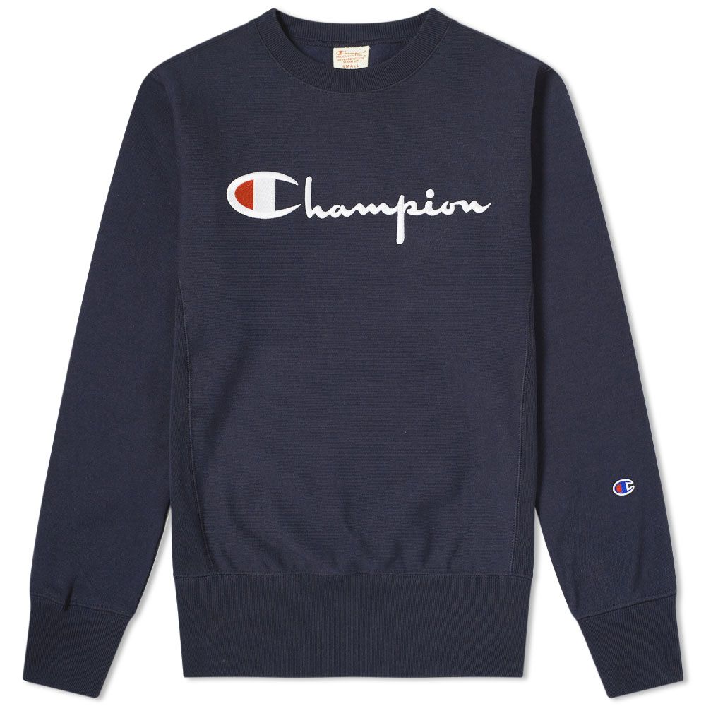 champion script logo crew neck sweatshirt