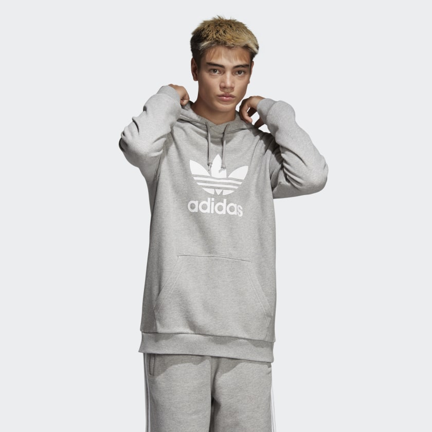 adidas originals grey trefoil hoodie