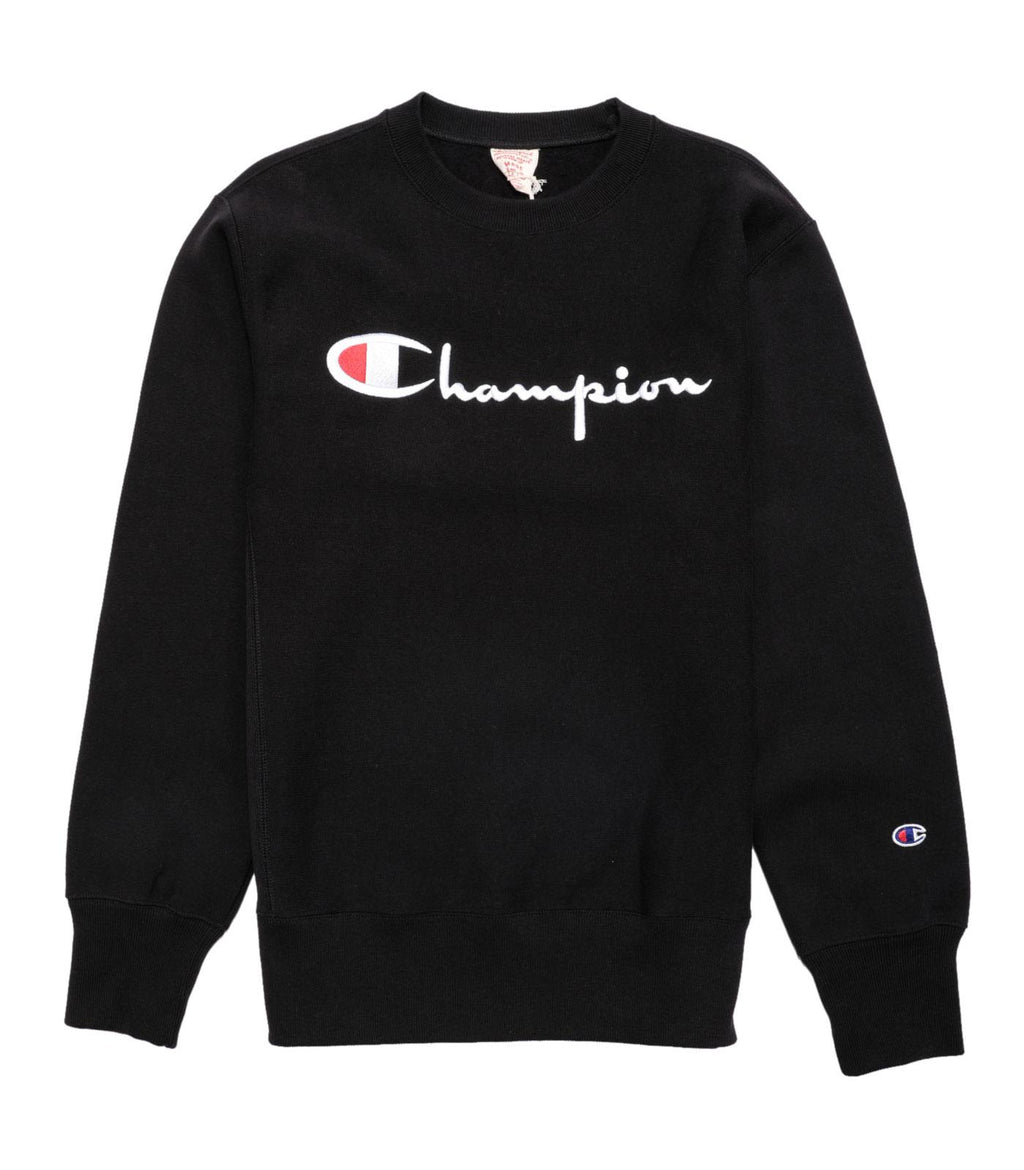 men's champion reverse weave script logo crewneck sweatshirt