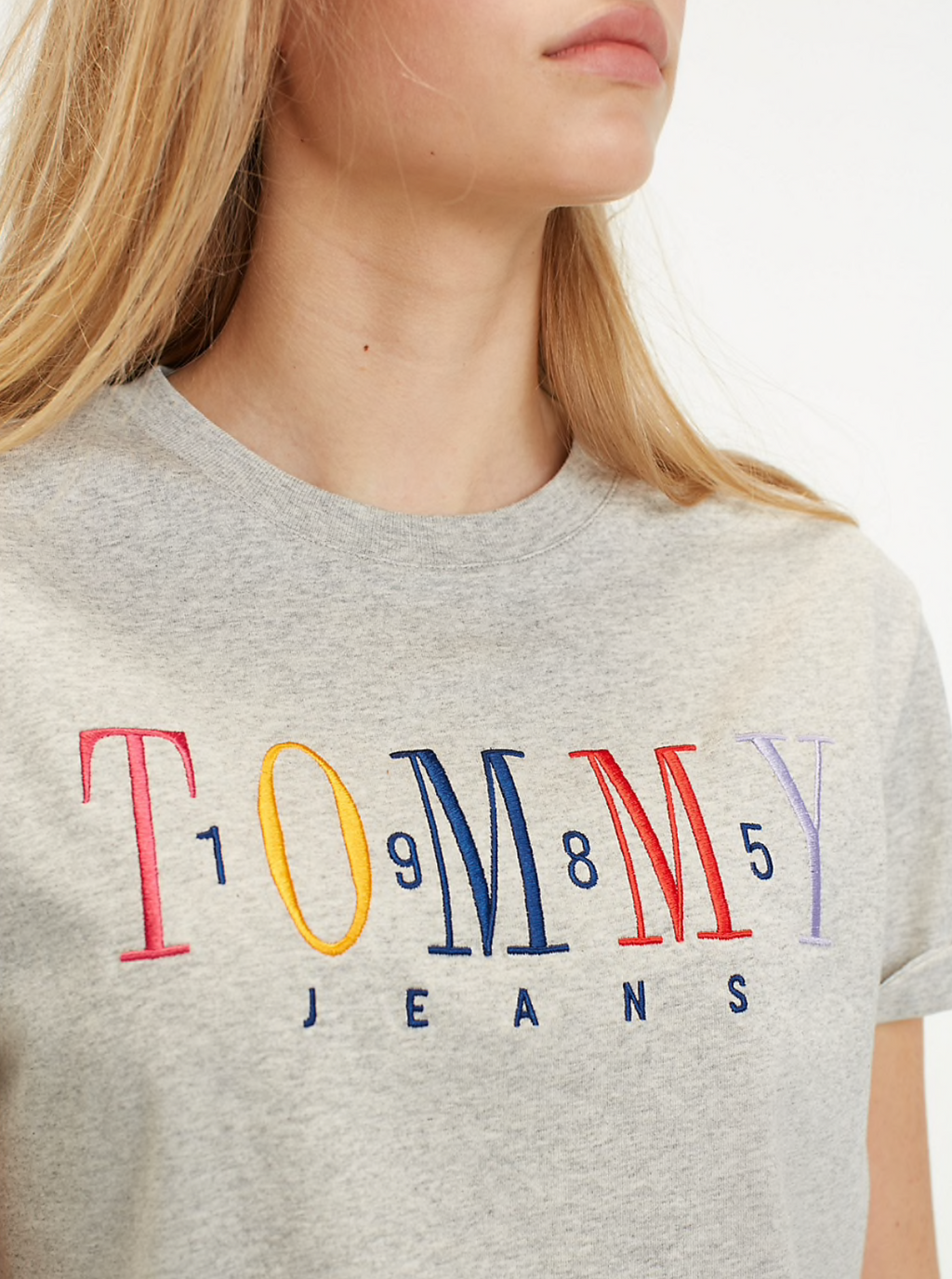 tommy jeans rainbow embroidered crew neck sweatshirt