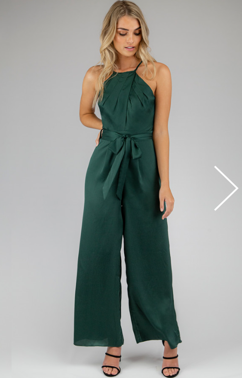 green halter neck jumpsuit