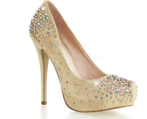 gold glitter pumps