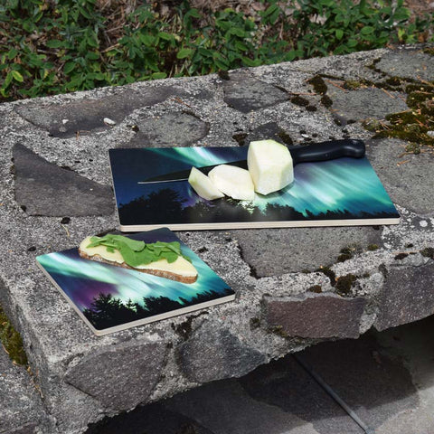 Northern lights cutting board and trivet