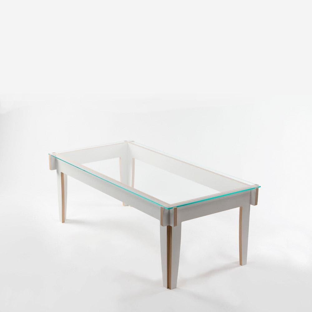 Valkoinen lasinen sohvapöytä K, Maarit Maria - The Finland Shop