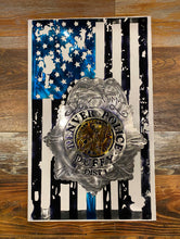 Vertical Tattered Flag with Personalized Badge