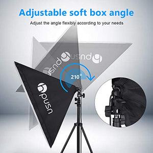 HPUSN Softbox Lighting Kit Professional Studio Photography Continuous Equipment with 85W 5500K E27 Socket Light and 2 Reflectors 50 x 70 cm and 2 Bulbs for Portrait Product Fashion Photography