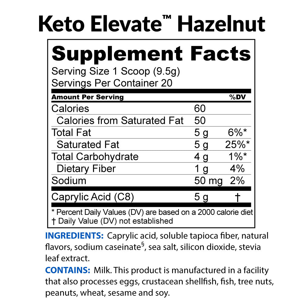 Keto Elevate Hazelnut Supplement Facts