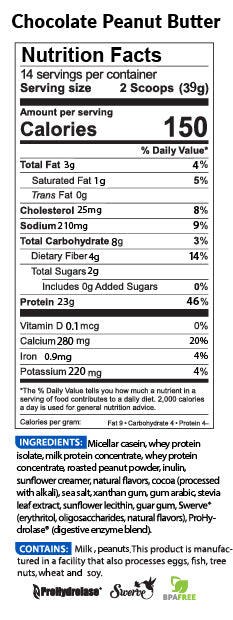 BioTRUST Low Carb Chocolate Peanut Butter Nutrition Facts