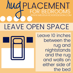 Infographic showing the rug pulled away from the wall and under only the bed.