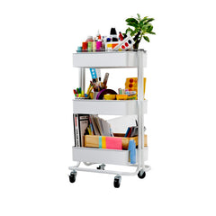 3 tier mobile cart with art supplies on it.