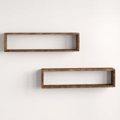 2 rectangular wooden floating shelves