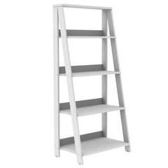 White ladder step bookcase