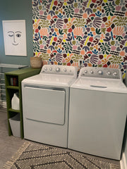 finished laundry room with Kate Zaremba Wallpaper