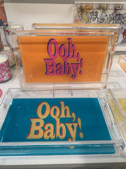 Clear accent trays with fun words in fun colors that say, "Ooh, Baby!"