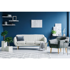 Living room with blue wall