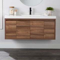 wooden vanity with double sink modern