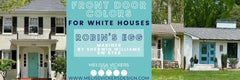 3 different house images with teal as the front door color.