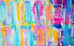 A colorful piece of abstract art, using thick brush strokes and a lot of bright colors.